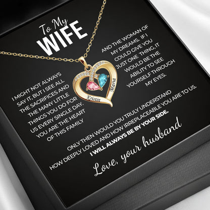 To my Wife Birthstone Heart Necklace