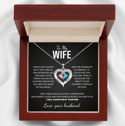 To my Wife Birthstone Heart Necklace