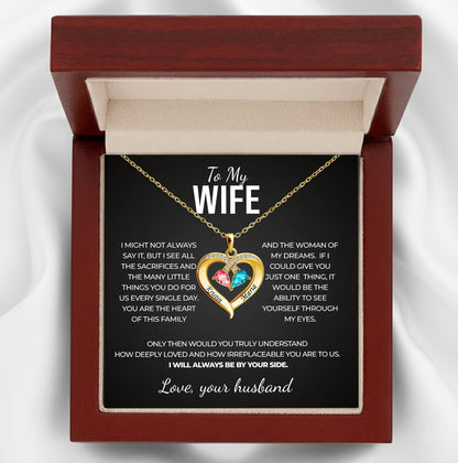 To my Wife Birthstone Heart Necklace