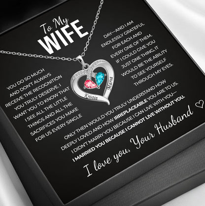 To my Wife Birthstone Heart Necklace