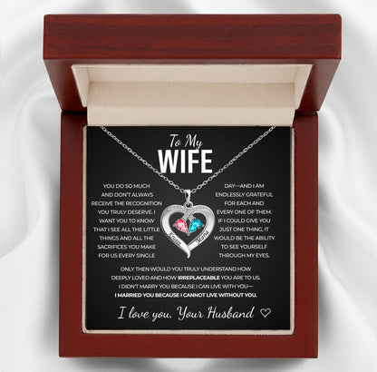 To my Wife Birthstone Heart Necklace