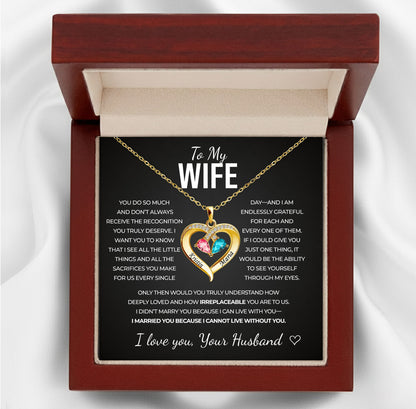 To my Wife Birthstone Heart Necklace