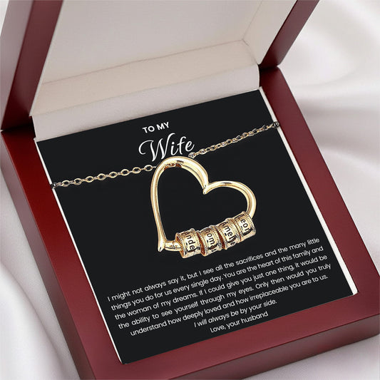 To my Wife - Family Heart Necklace