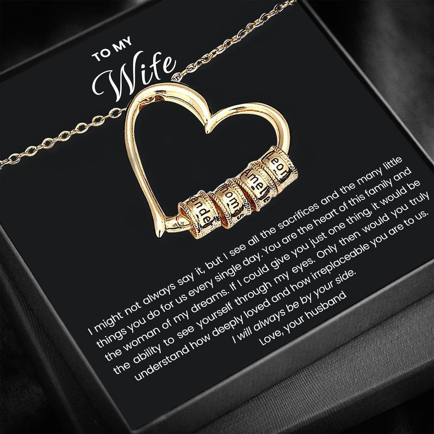 To my Wife - Family Heart Necklace