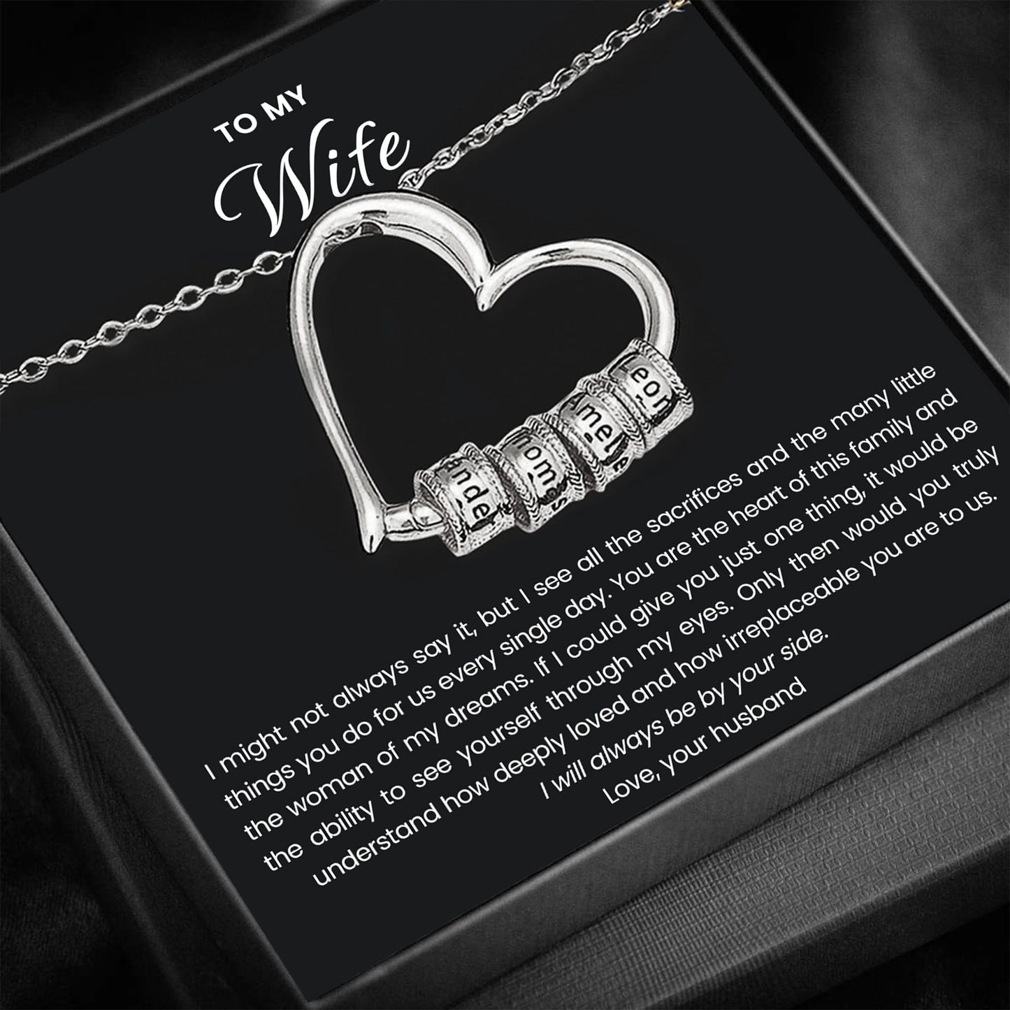 To my Wife - Family Heart Necklace
