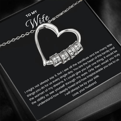 To my Wife - Family Heart Necklace