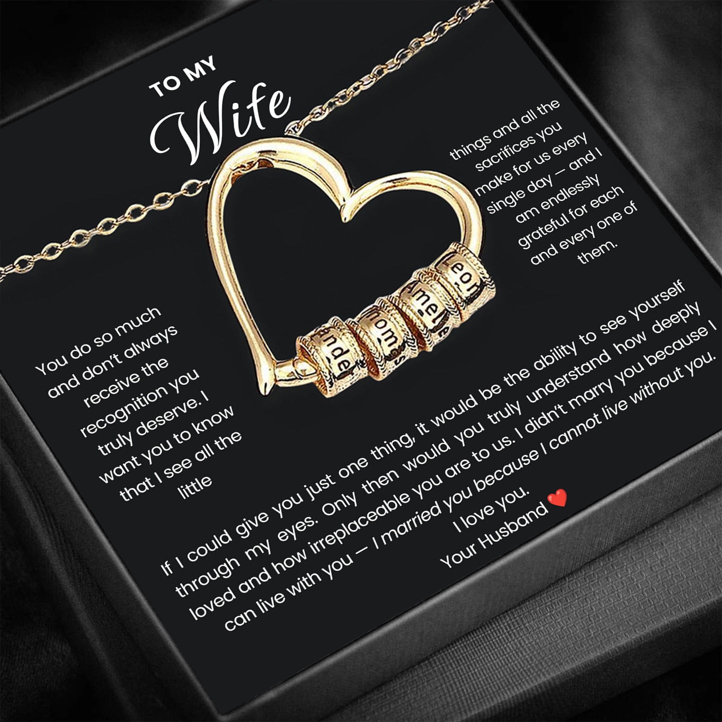 To my Wife - Family Heart Necklace