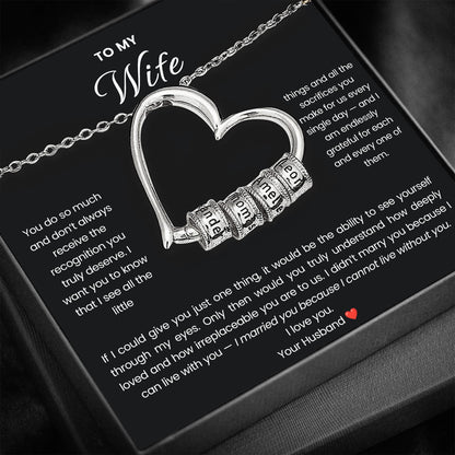 To my Wife - Family Heart Necklace