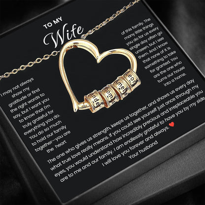 To my Wife - Family Heart Necklace
