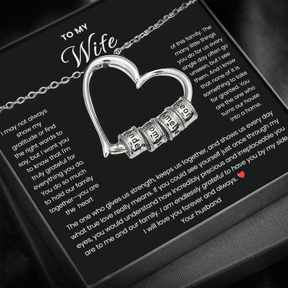 To my Wife - Family Heart Necklace