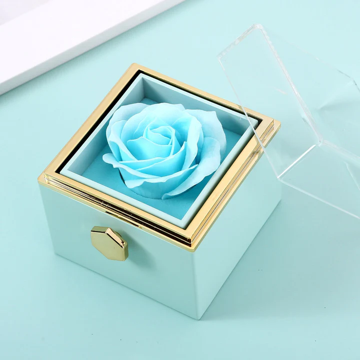 Eternal Rose Box - With Double Heart Engraved Necklace