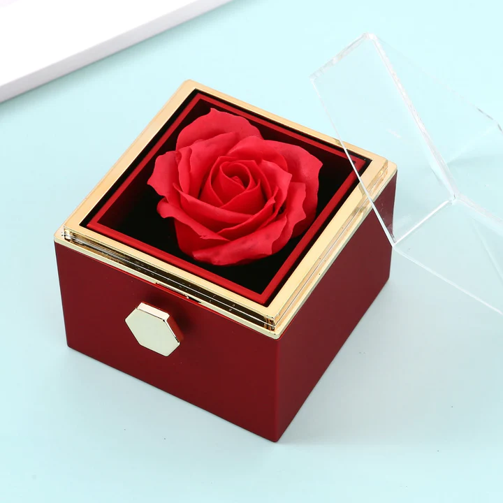 Eternal Rose Box - With Double Heart Engraved Necklace