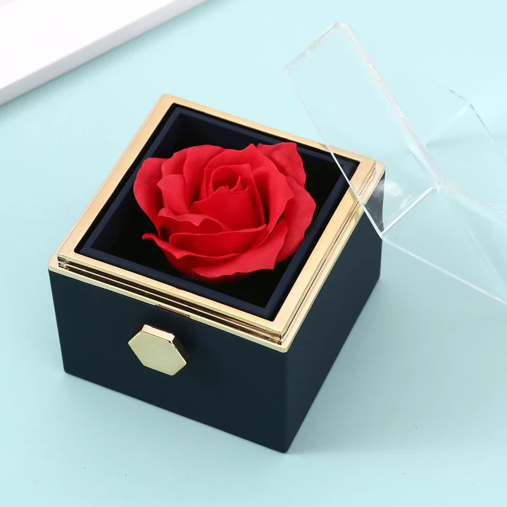 Eternal Rose Box - With Double Heart Engraved Necklace