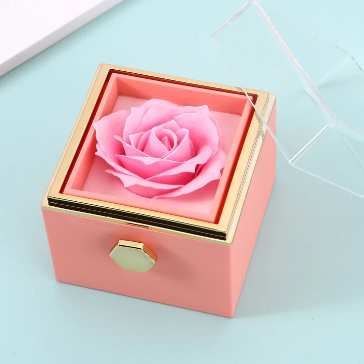 Eternal Rose Box - With Double Heart Engraved Necklace