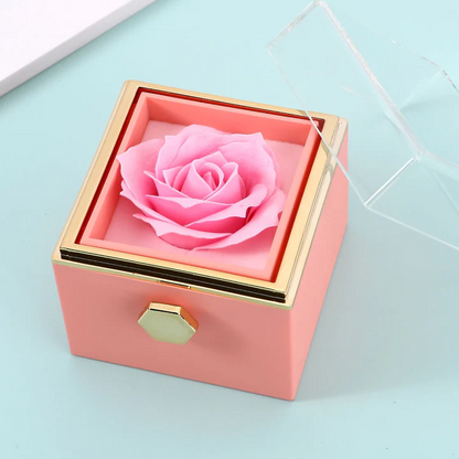 Eternal Rose Box - With Double Heart Engraved Necklace