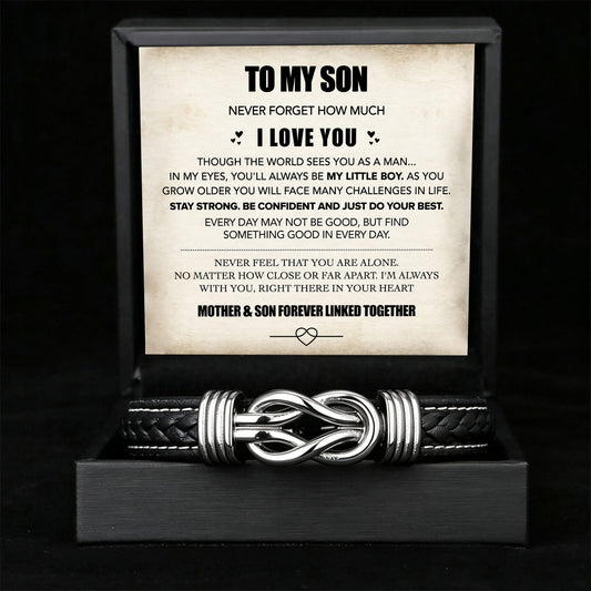 Son's Infinity Bracelet with Custom Engraving