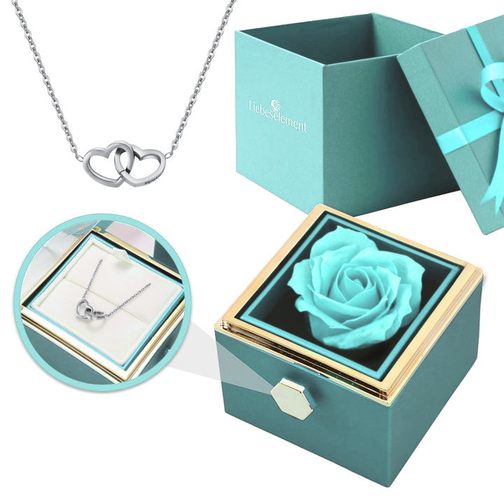 Eternal Rose Box - With Double Heart Engraved Necklace