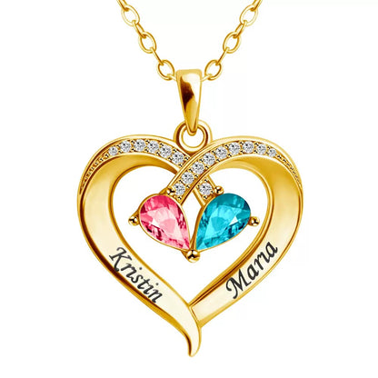 To My Wife - I Love You - Birthstone Heart Necklace