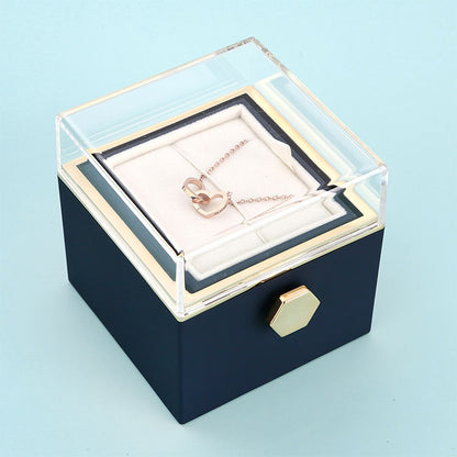 Eternal Rose Box - With Double Heart Engraved Necklace