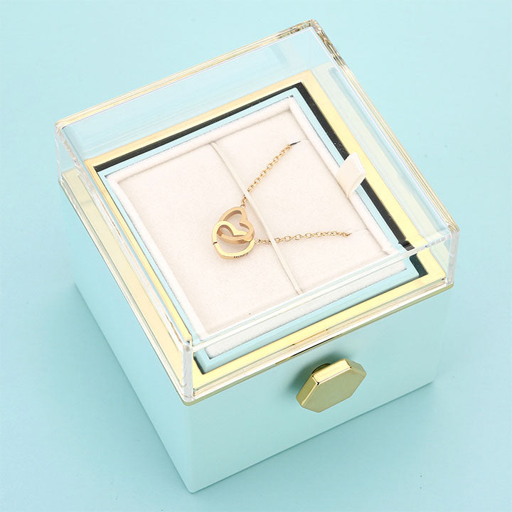 Eternal Rose Box - With Double Heart Engraved Necklace