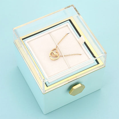 Eternal Rose Box - With Double Heart Engraved Necklace