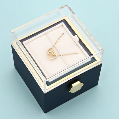 Eternal Rose Box - With Double Heart Engraved Necklace