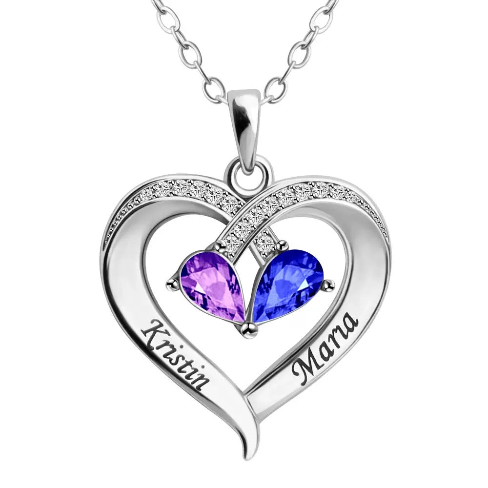 To My Wife - I Love You - Birthstone Heart Necklace